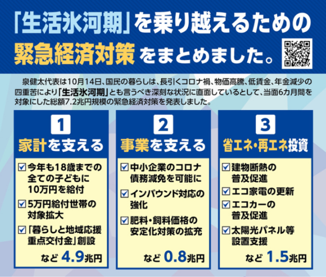 【広報】立憲民主　号外　221017「生活氷河期」を乗り越えるための緊急経済対策をまとめました。